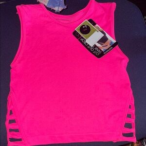 Seamless Hot Pink Crop Tank Top with Side Ladder Cutouts